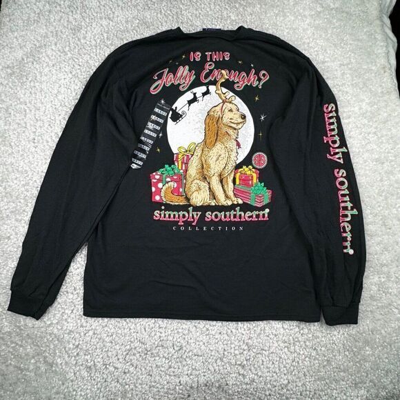 Simply Southern Is This Jolly Enough Christmas Holiday Dog T-Shirt Large NEW - Picture 2 of 10